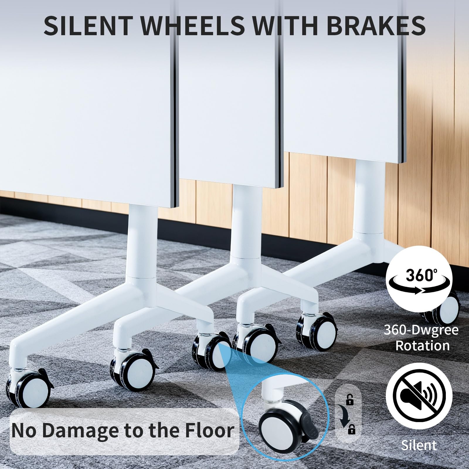 10.5ft Folding Conference Table with Wheels for 8 People