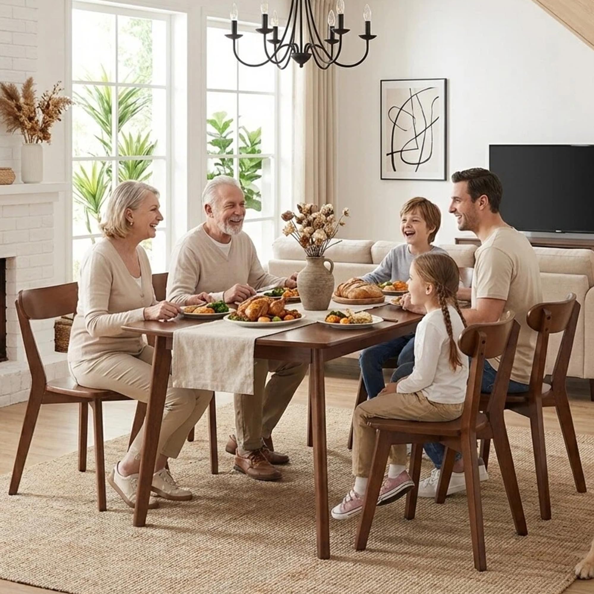 Farmhouse Solid Wood Dining Chairs Set of 4