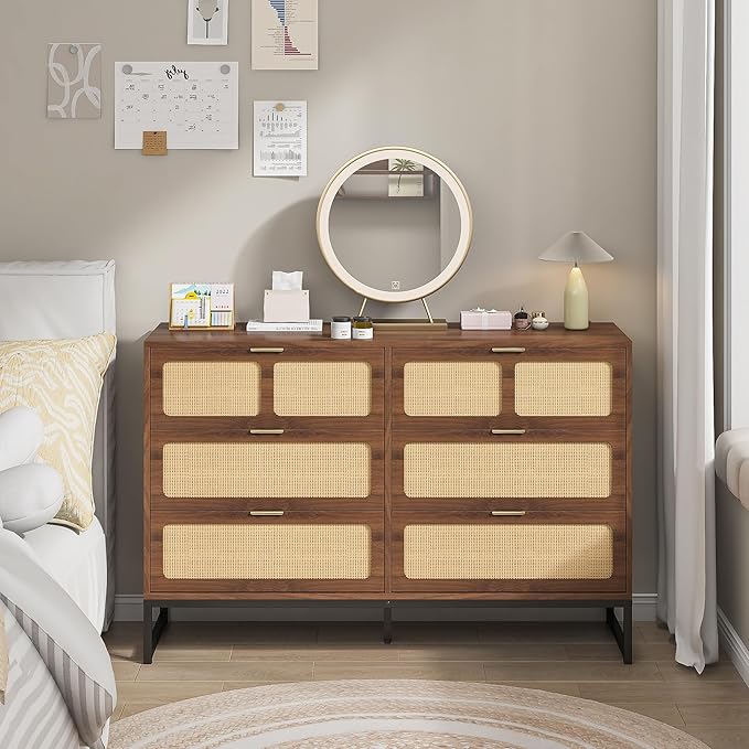6 Drawer Rattan Dresser