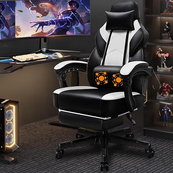 Ergonomic Gaming Chair with Footrest