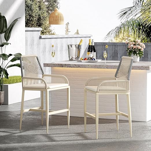 Rattan Counter Height Bar Stools Set of 4