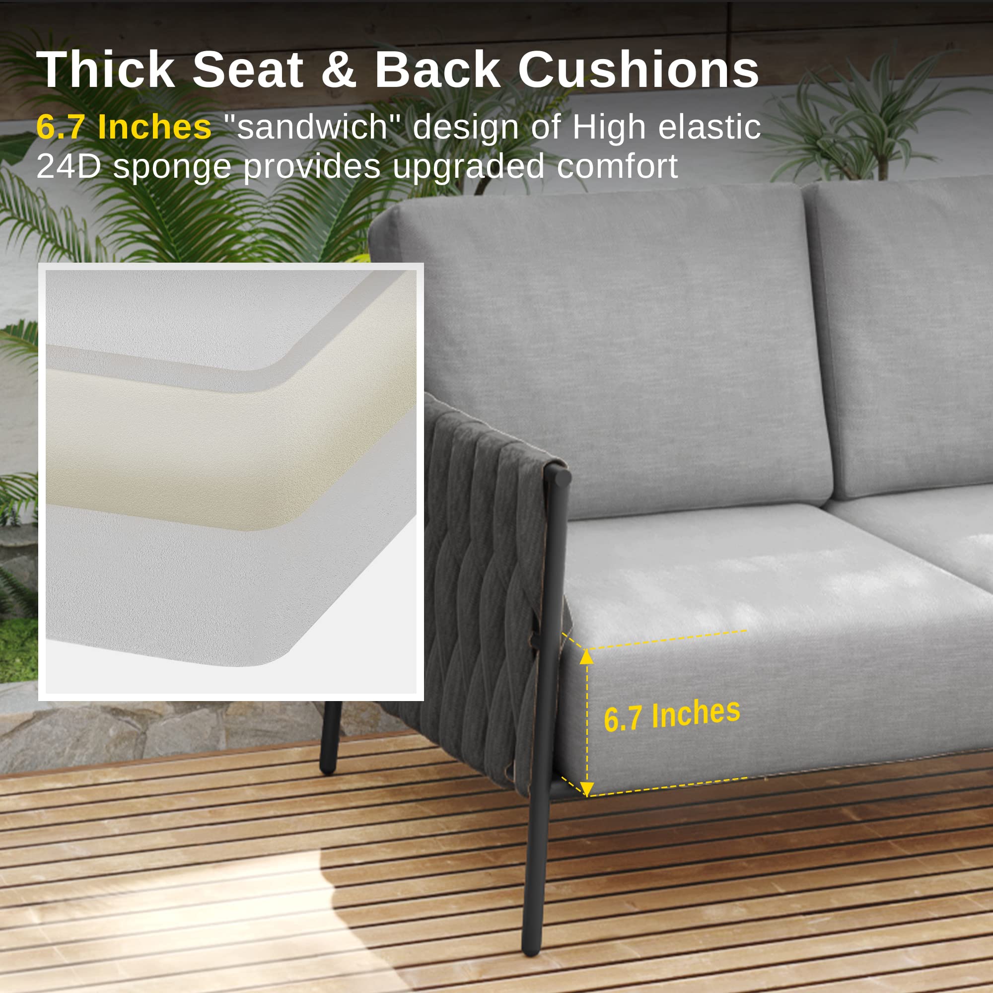 4-Seat Outdoor Sectional Sofa Set with Coffee Table