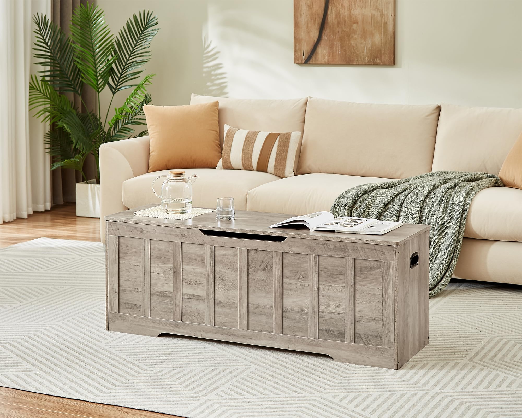 Extra Large Storage Bench with Safety Hinges