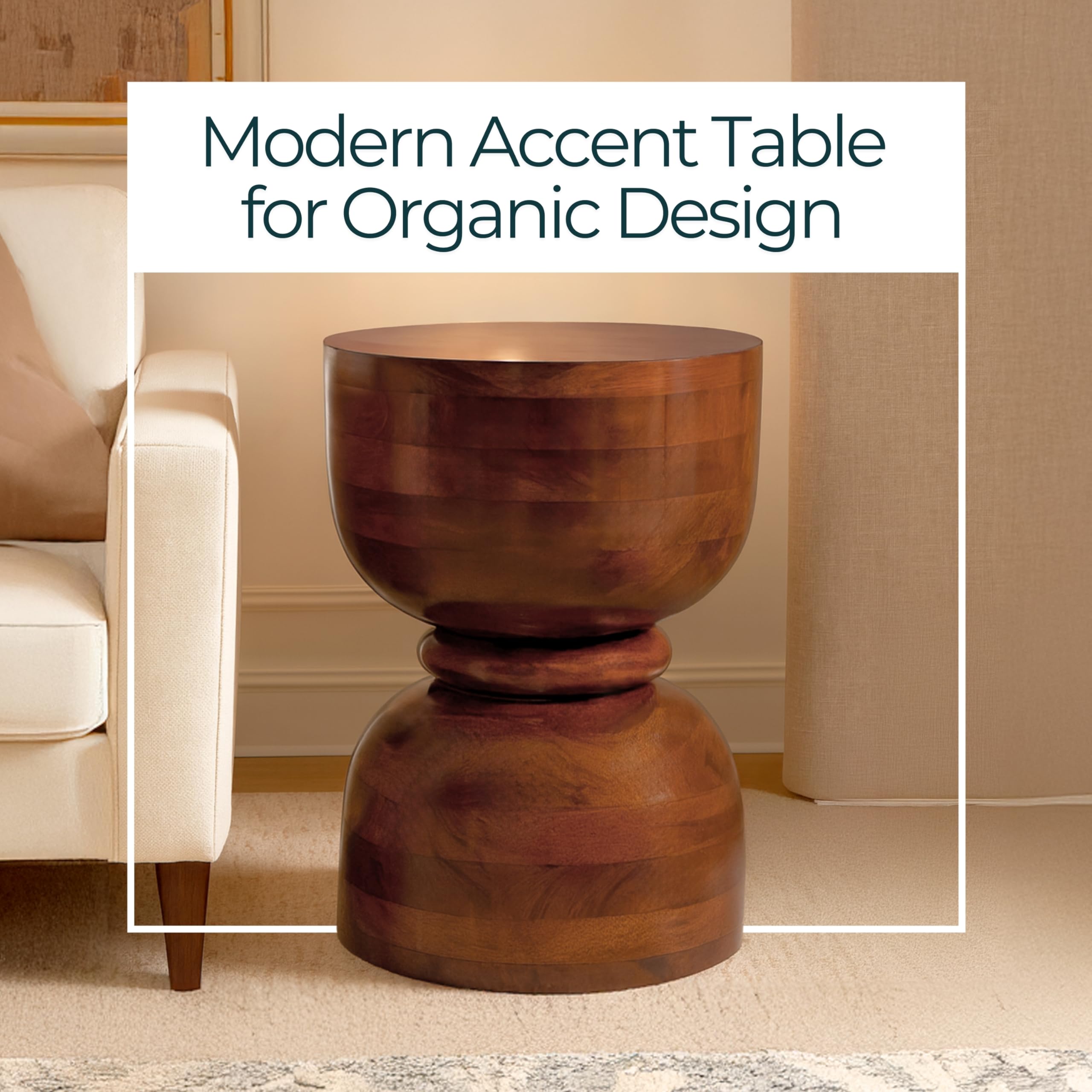 Mango Wood Round Accent Table