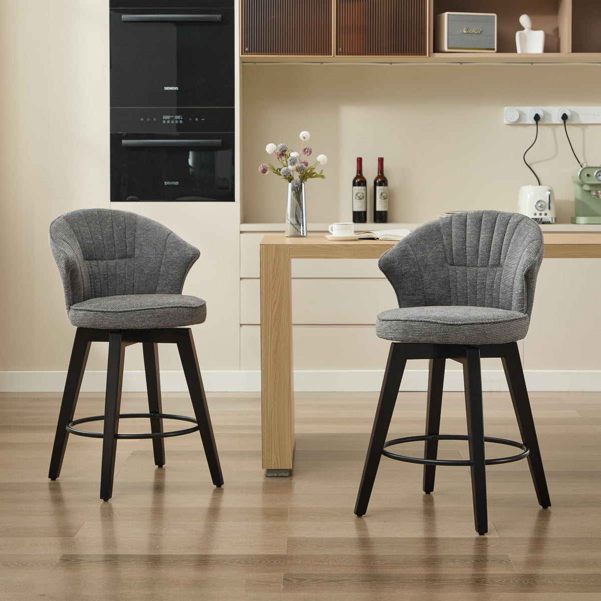 Swivel Barstools Set of 2 - 24 Inch Counter Height