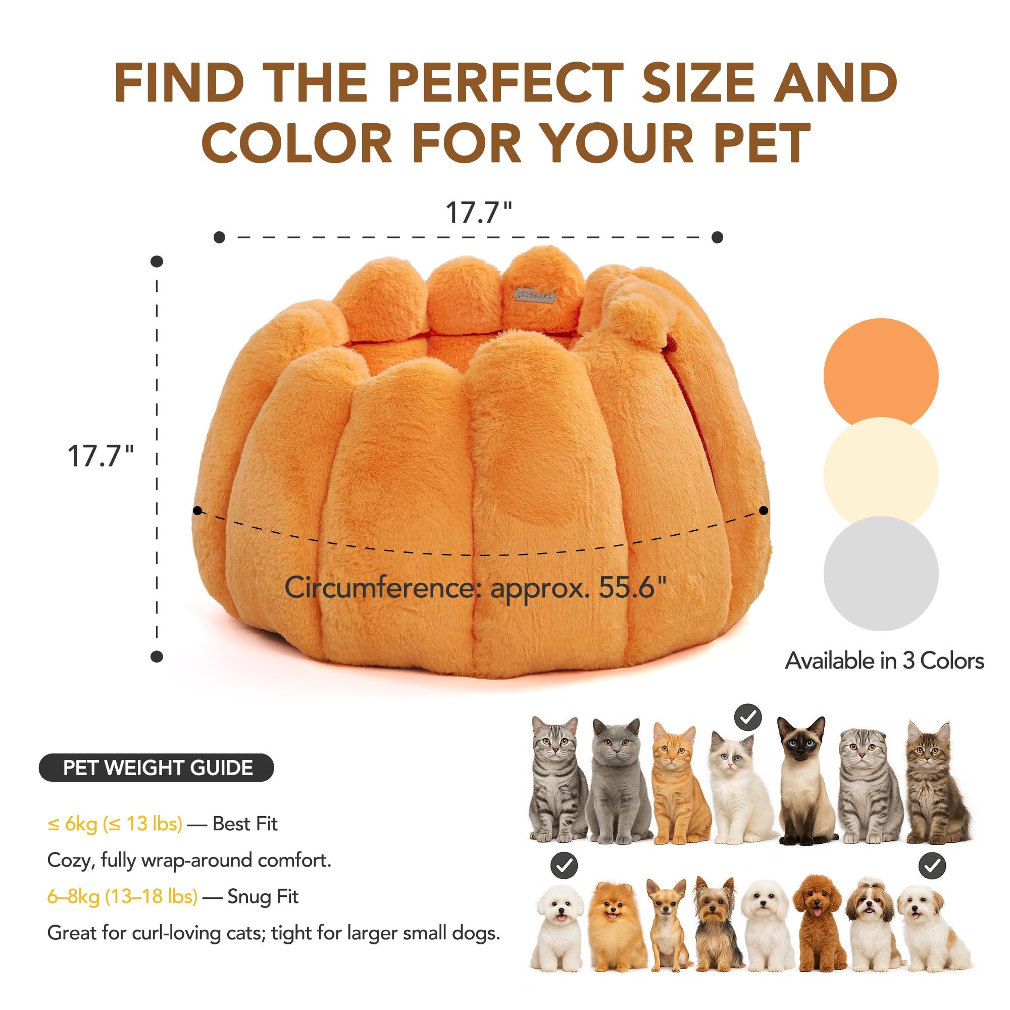 Pumpkin Calming Cat Bed Donut Cuddler
