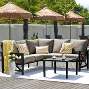 6-Piece Outdoor Patio Sectional Sofa Set with Cushions