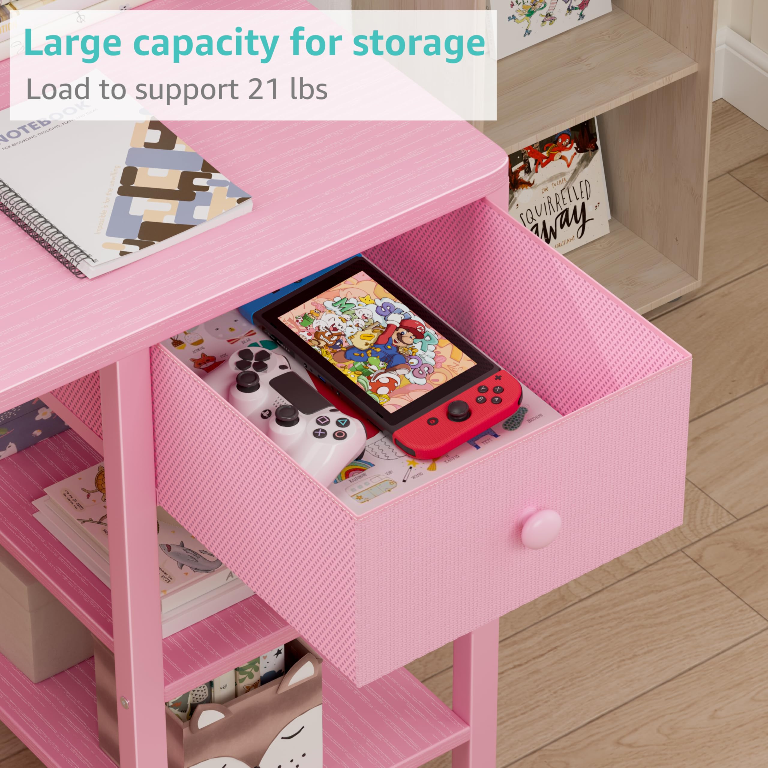 Kids Desk and Chair Set with Hutch and Storage Shelf