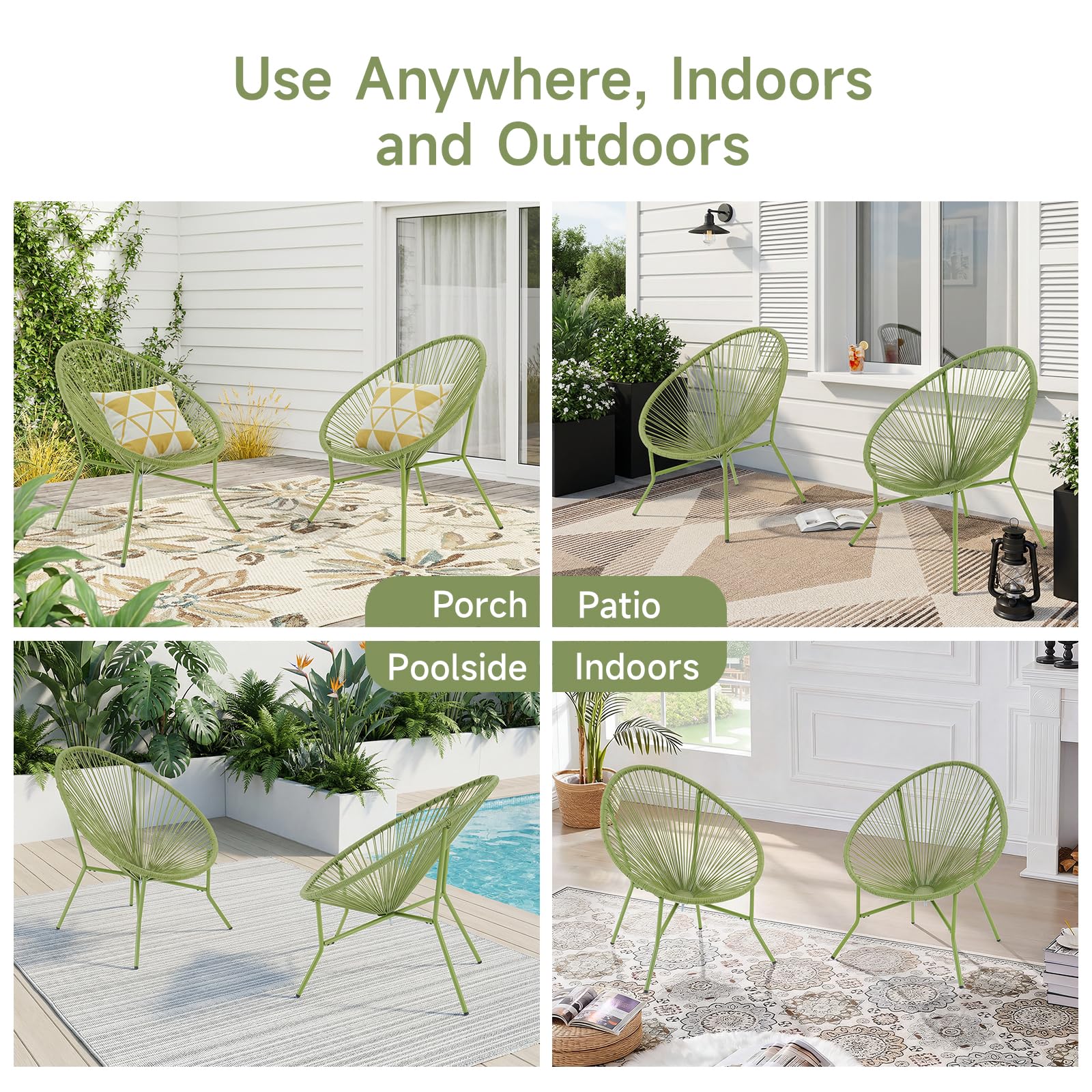 2 Piece Outdoor Acapulco Chair Set Green