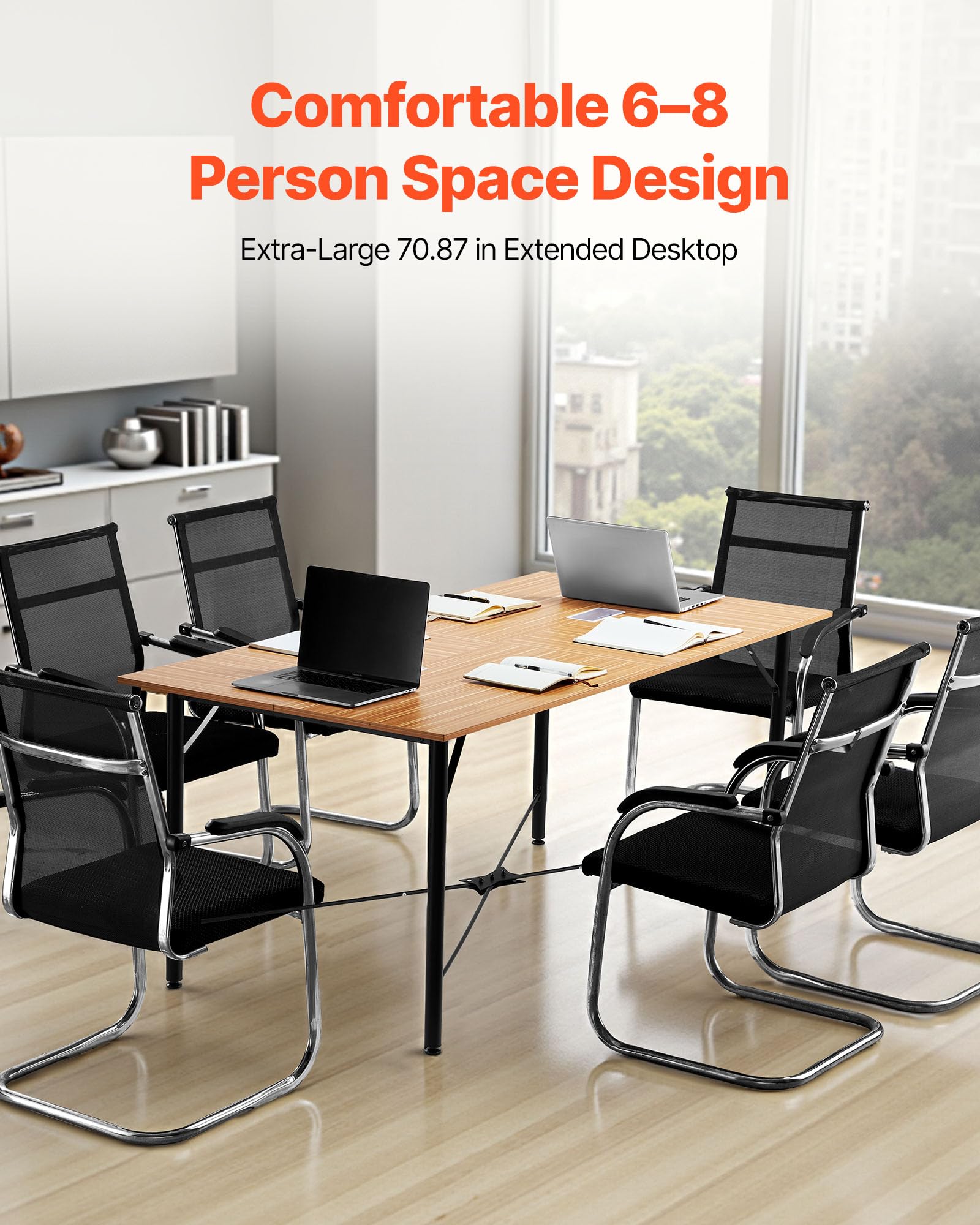 6 ft Conference Table for 6-8 Person with Metal Legs