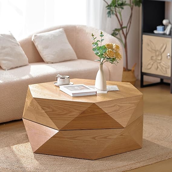 38" Modern Farmhouse Drum Coffee Table