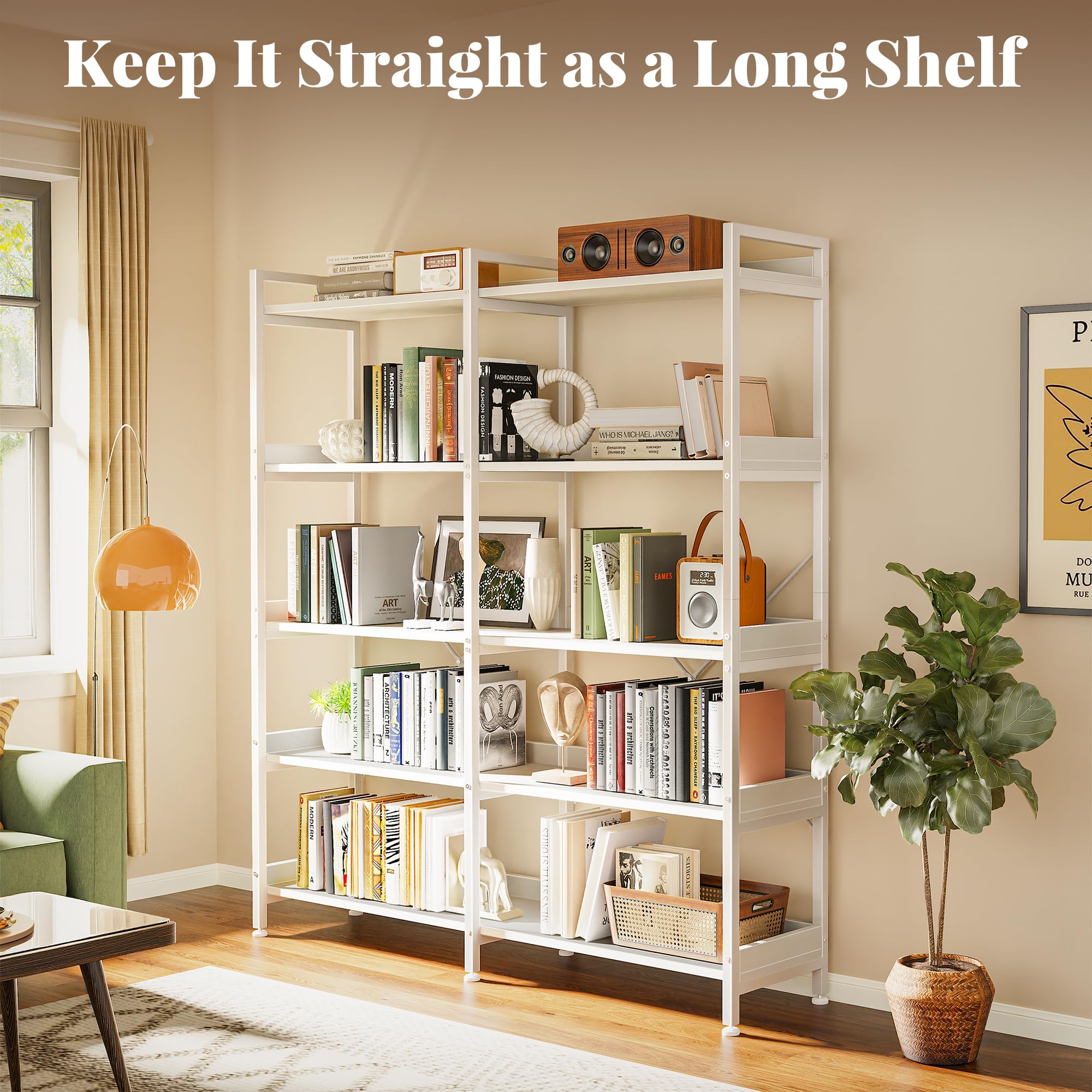 5 Tier Bookshelf with 10 Open Shelves