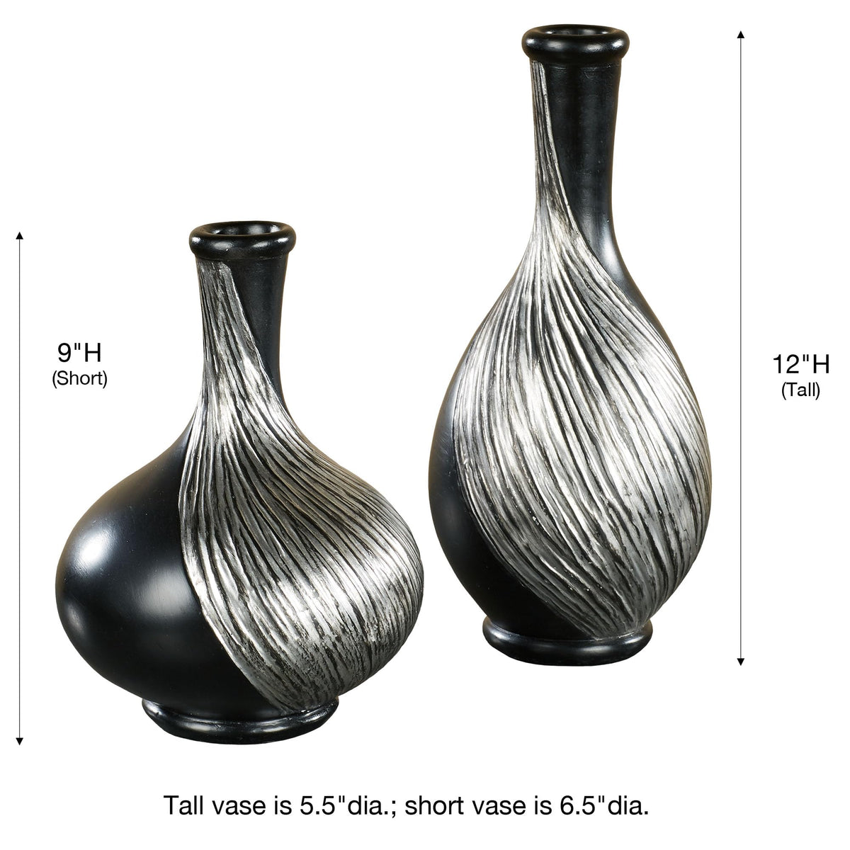 Textured Swirl Decorative Table Vases Set of 2