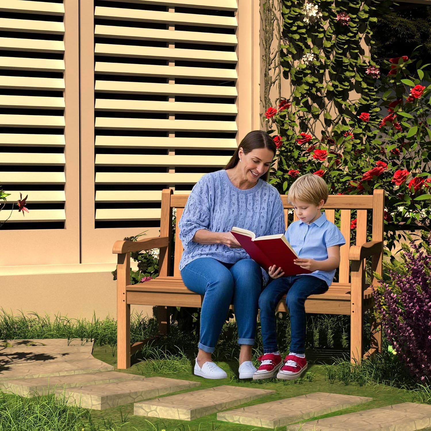 Teak Outdoor Bench for 2