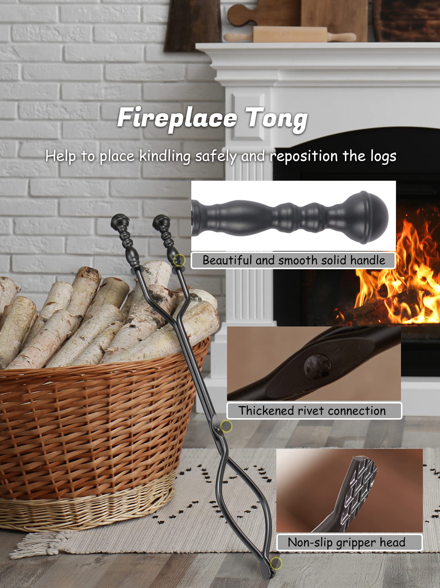 5-Piece Fireplace Tool Set with Stand