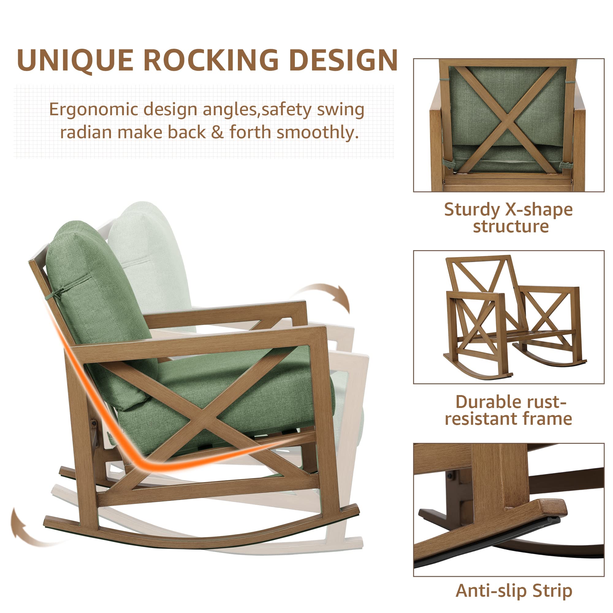 3 Piece Outdoor Rocking Bistro Set with Coffee Table