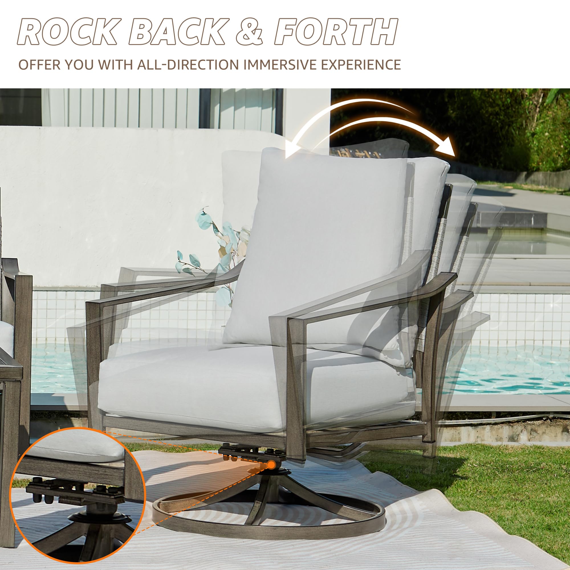 4 Piece Patio Furniture Set with Swivel Rocking Chairs