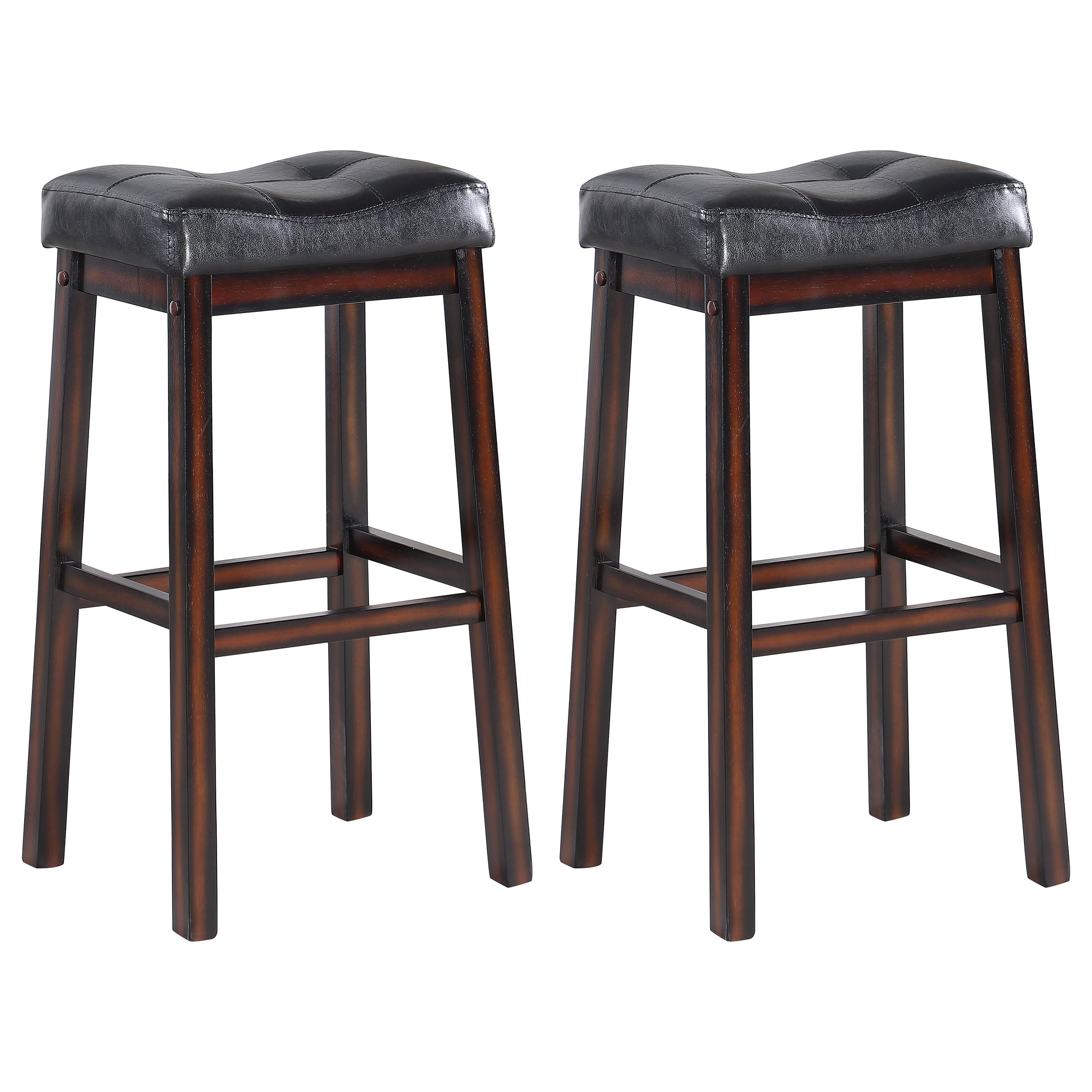 Upholstered Bar Stool Set of 2 - Cappuccino Finish