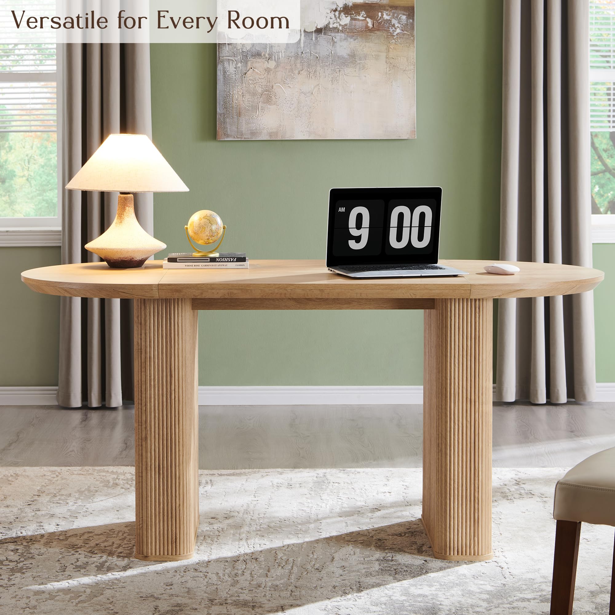 63" Fluted Oval Dining Table for 4-6