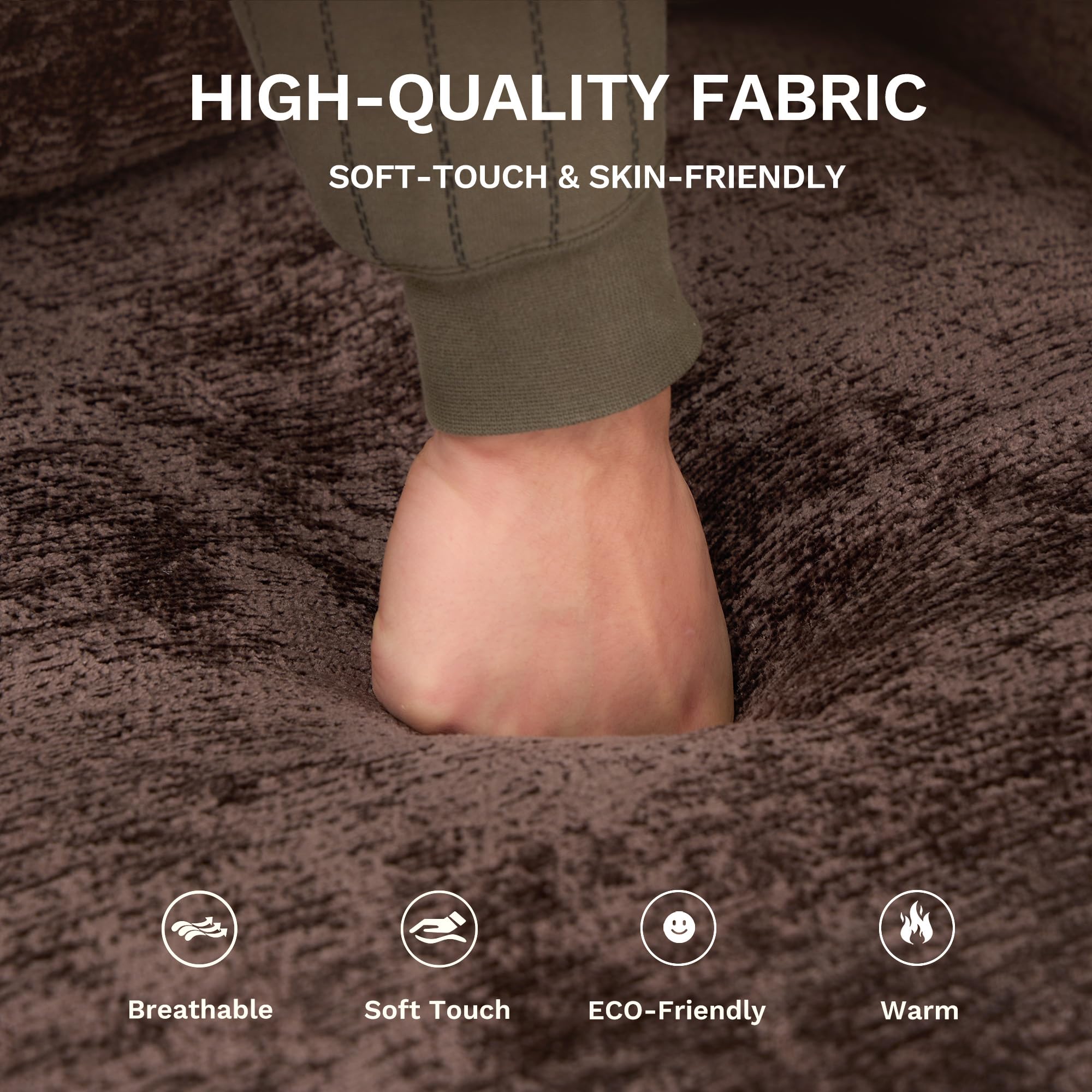 MALOL 118" U-Shaped Modern Sofa Modular Sectional Cloud Couch with 2 Ottoman, 6-Seat Chenille Deep Seat Sofa with USB Type C Ports and Foldable Side Table for Living Room/Bedroom/Apartment, Brown