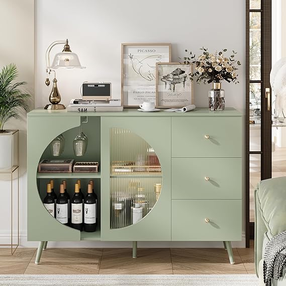 Coffee Bar Cabinet with Glass Door