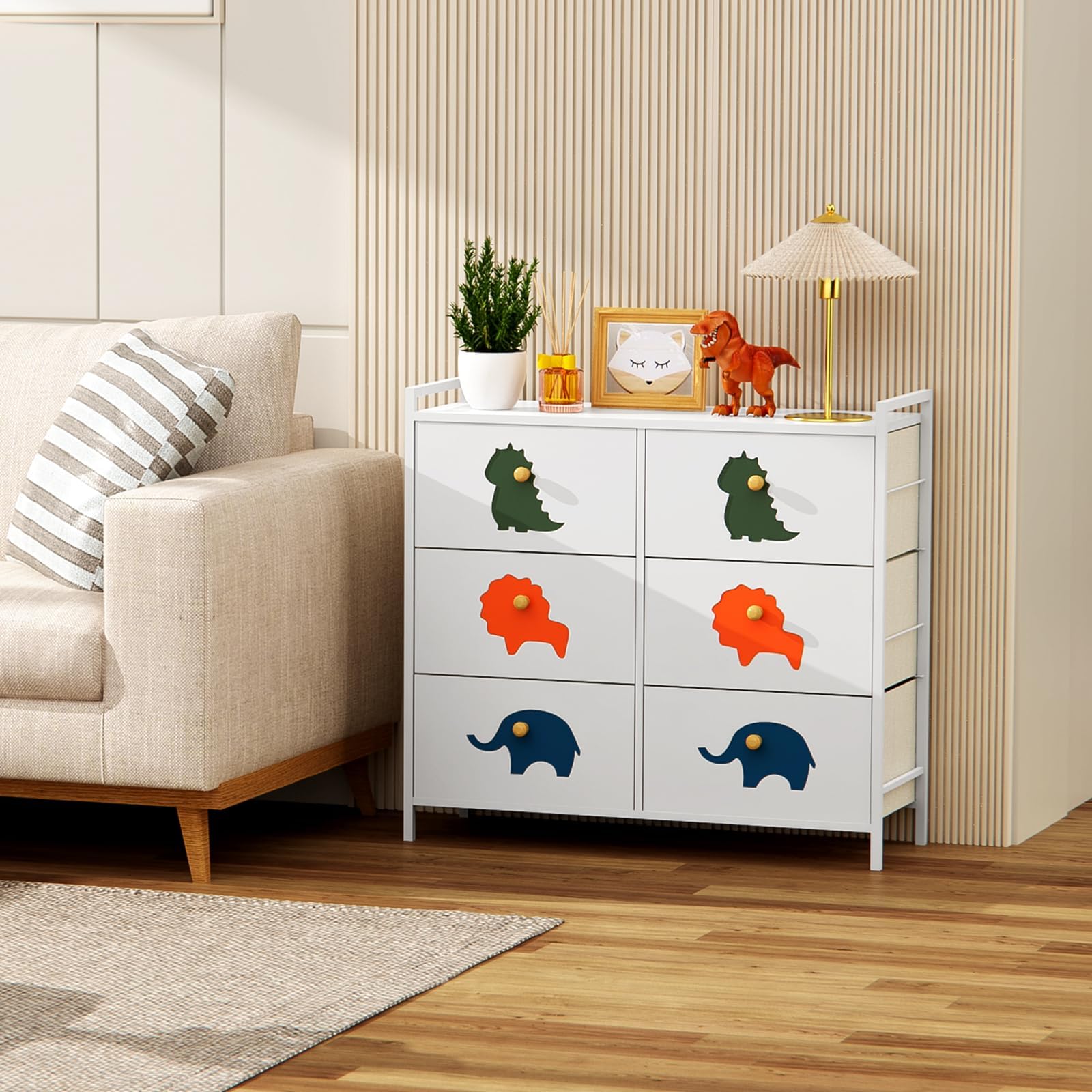 Kids Dresser with 6 Fabric Drawers