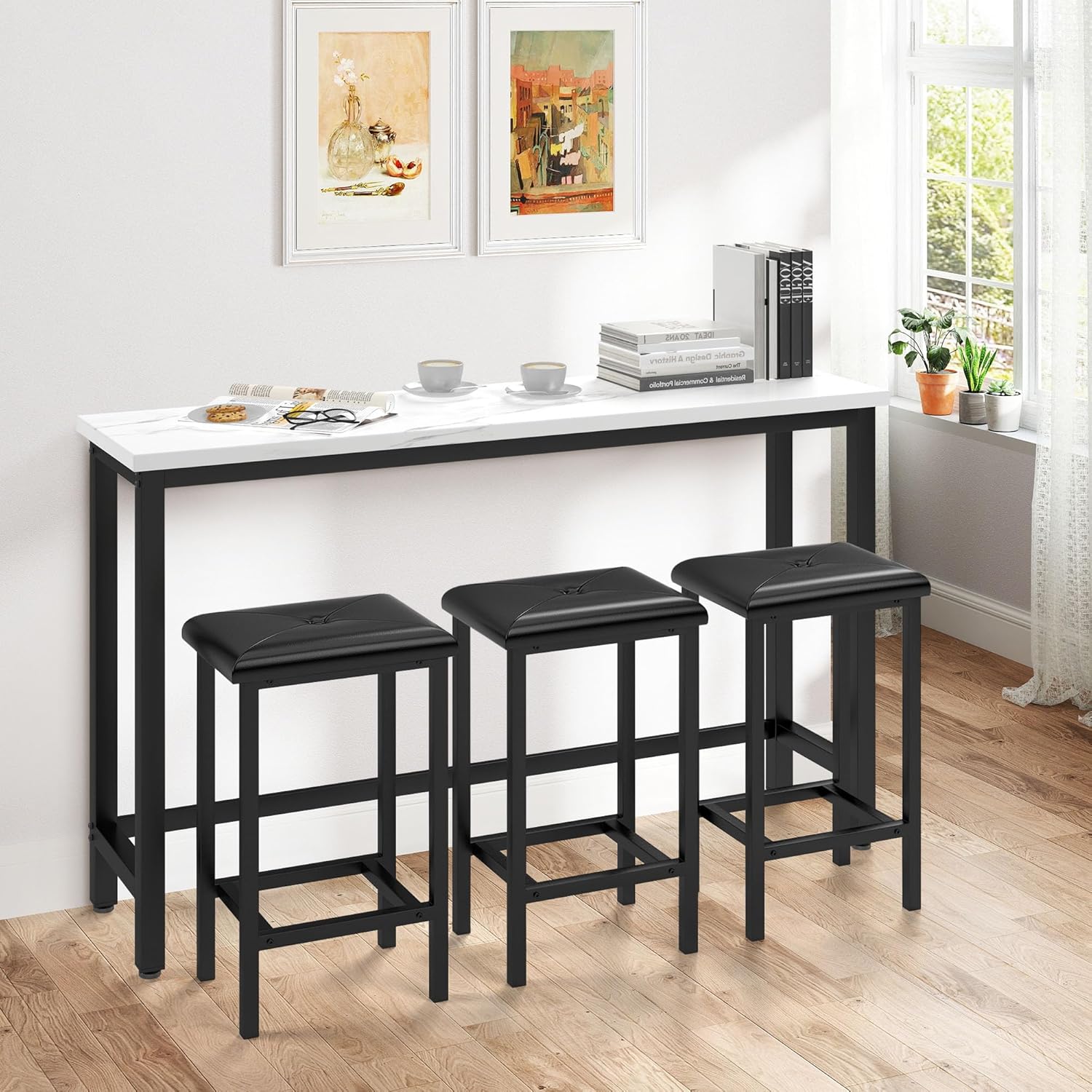Counter Height Bar Table Set with 3 Stools