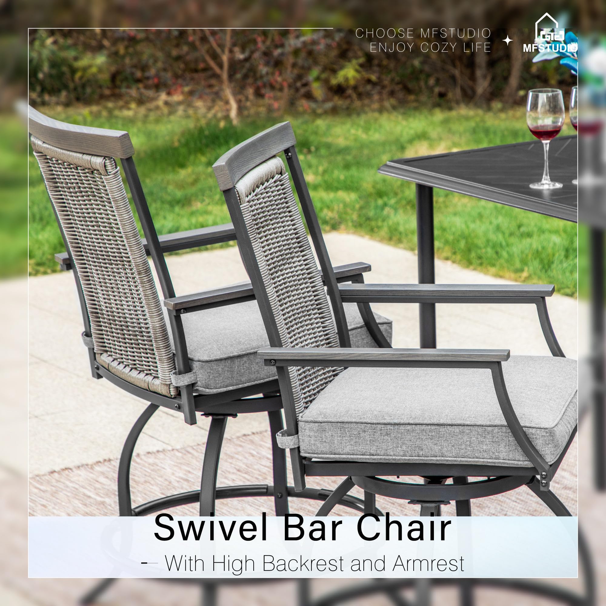 Swivel Rattan Bar Stool Set of 4