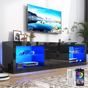 70 Inch LED TV Stand with RGB Lights and Power Outlets