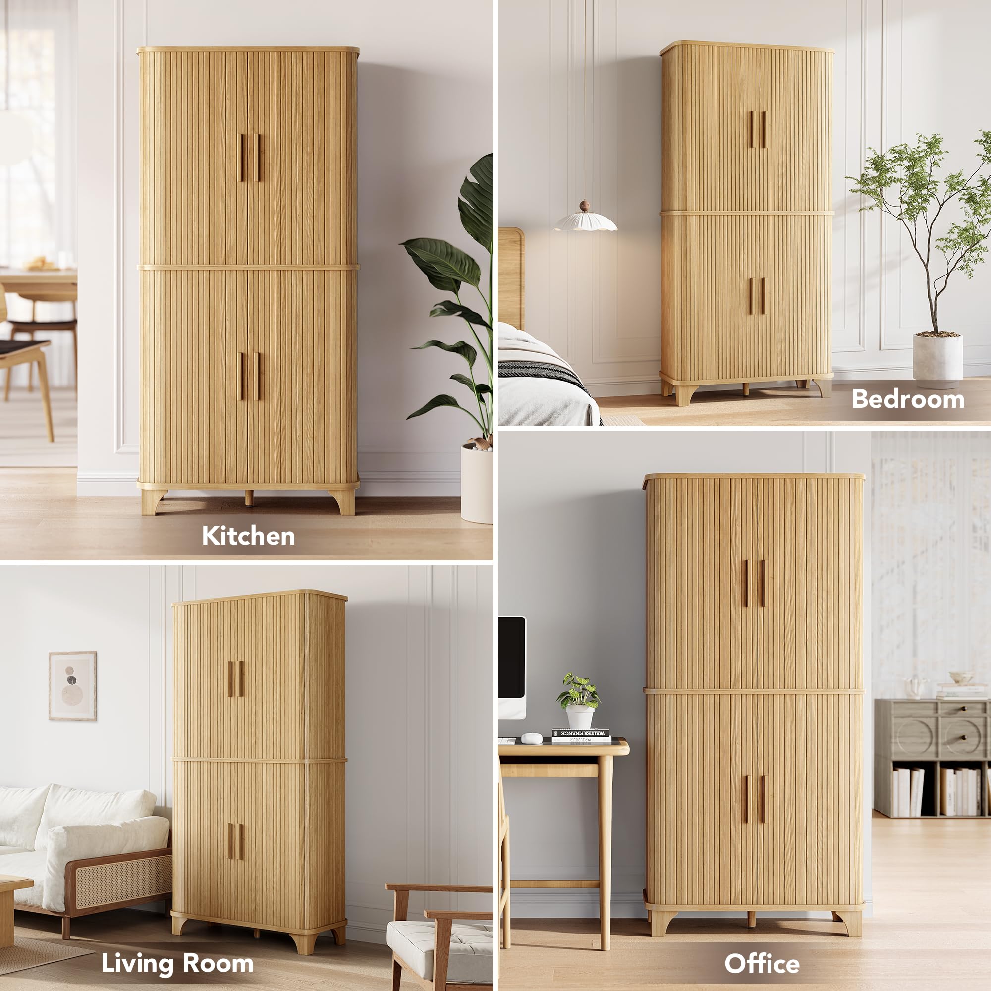69" Tall Kitchen Pantry Storage Cabinet with Sliding Door