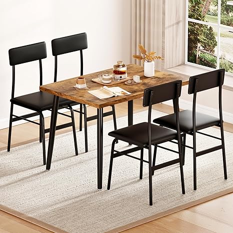 3-Piece Dining Table Set with Upholstered Chairs