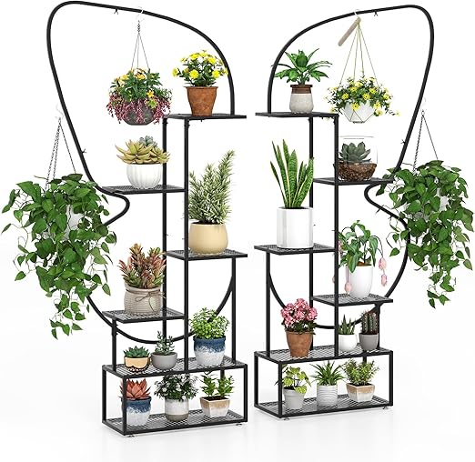 6-Tier Heart-Shaped Metal Plant Stand Set