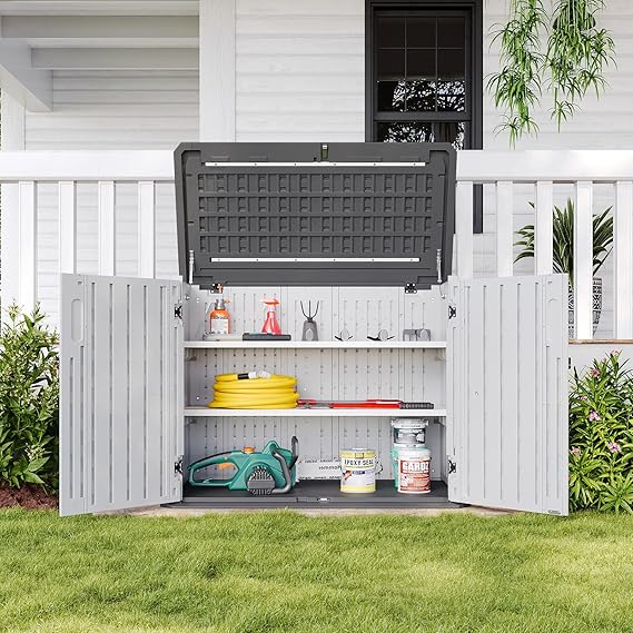 White Outdoor Storage Cabinet with 2 Shelves