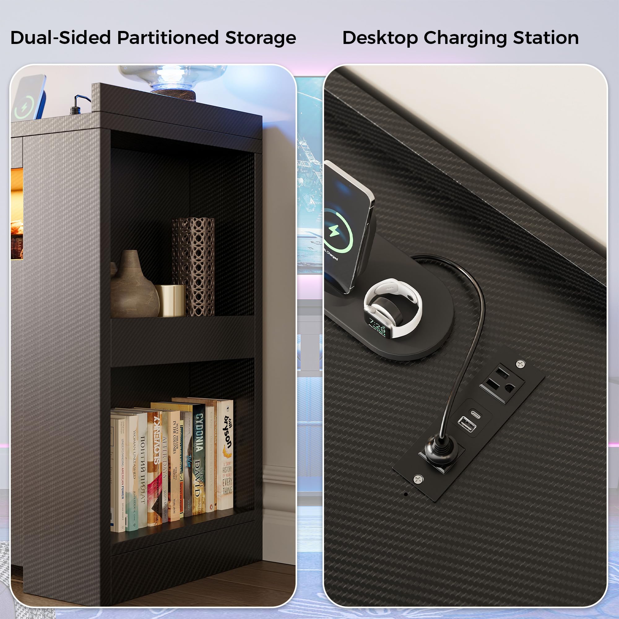 LED TV Stand with Charging Station & RGB Lighting