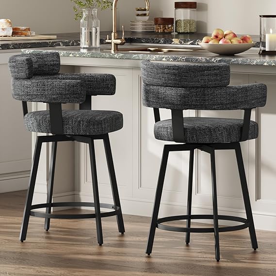 30 Inch Swivel Bar Stools Set of 2 with Full Back