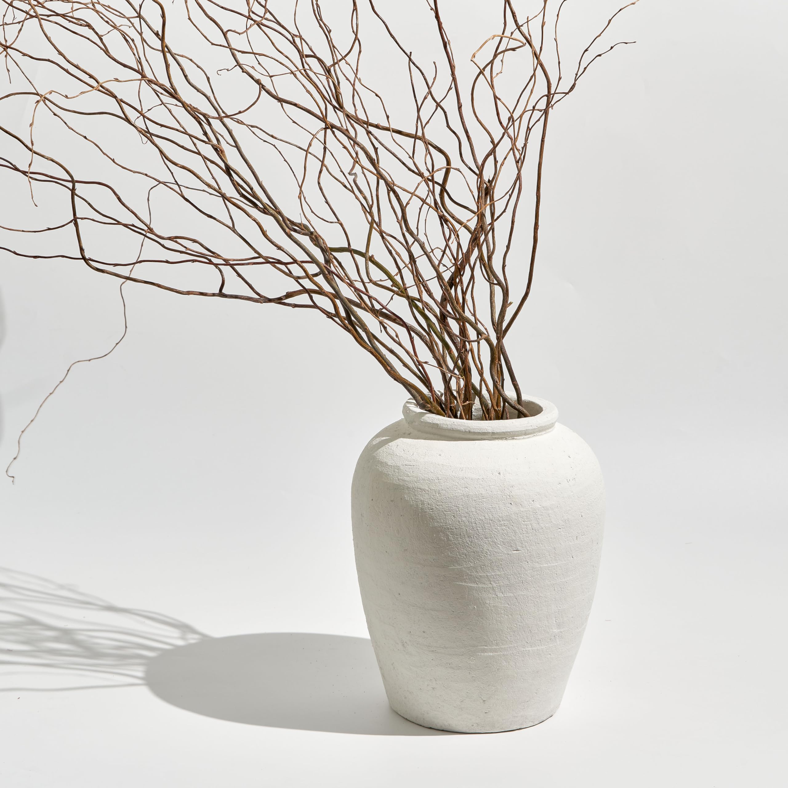 White Ceramic Large Vase 11" Tall Zen Style