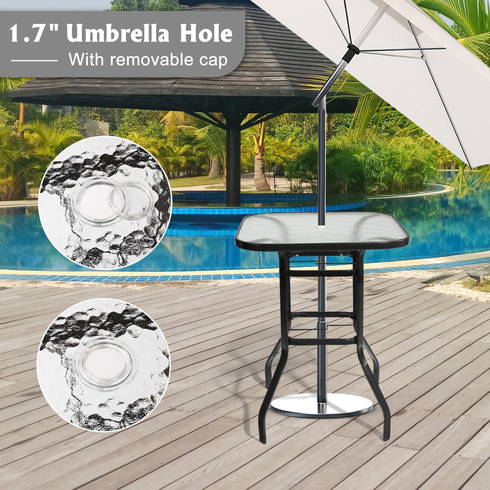 Outdoor Bar Table with Umbrella Hole