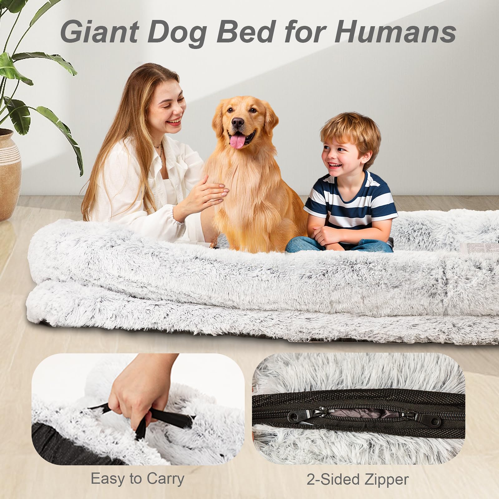 Orthopedic Human Dog Bed XL Light Grey