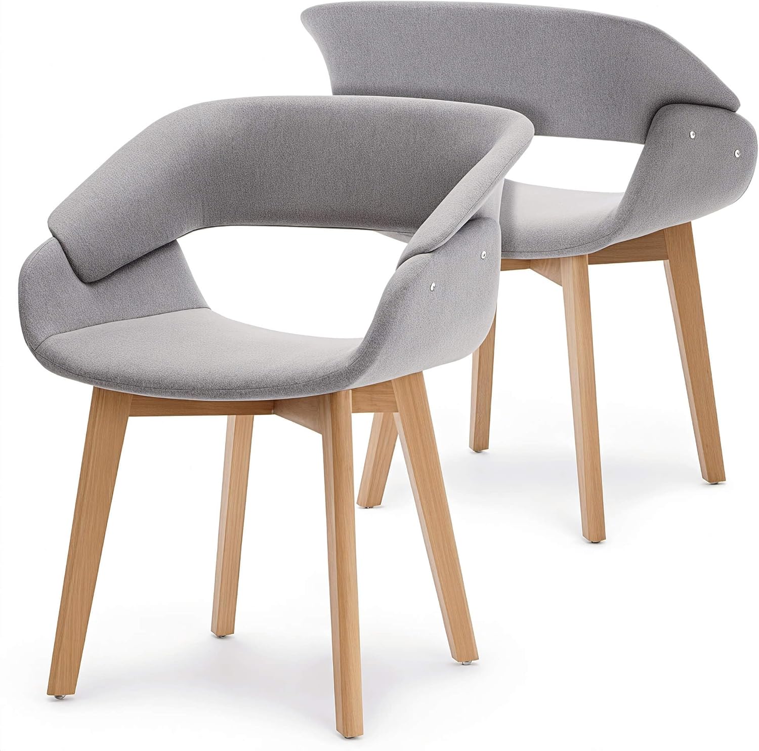 Modern Upholstered Dining Chairs Set of 2 with Solid Wood Legs
