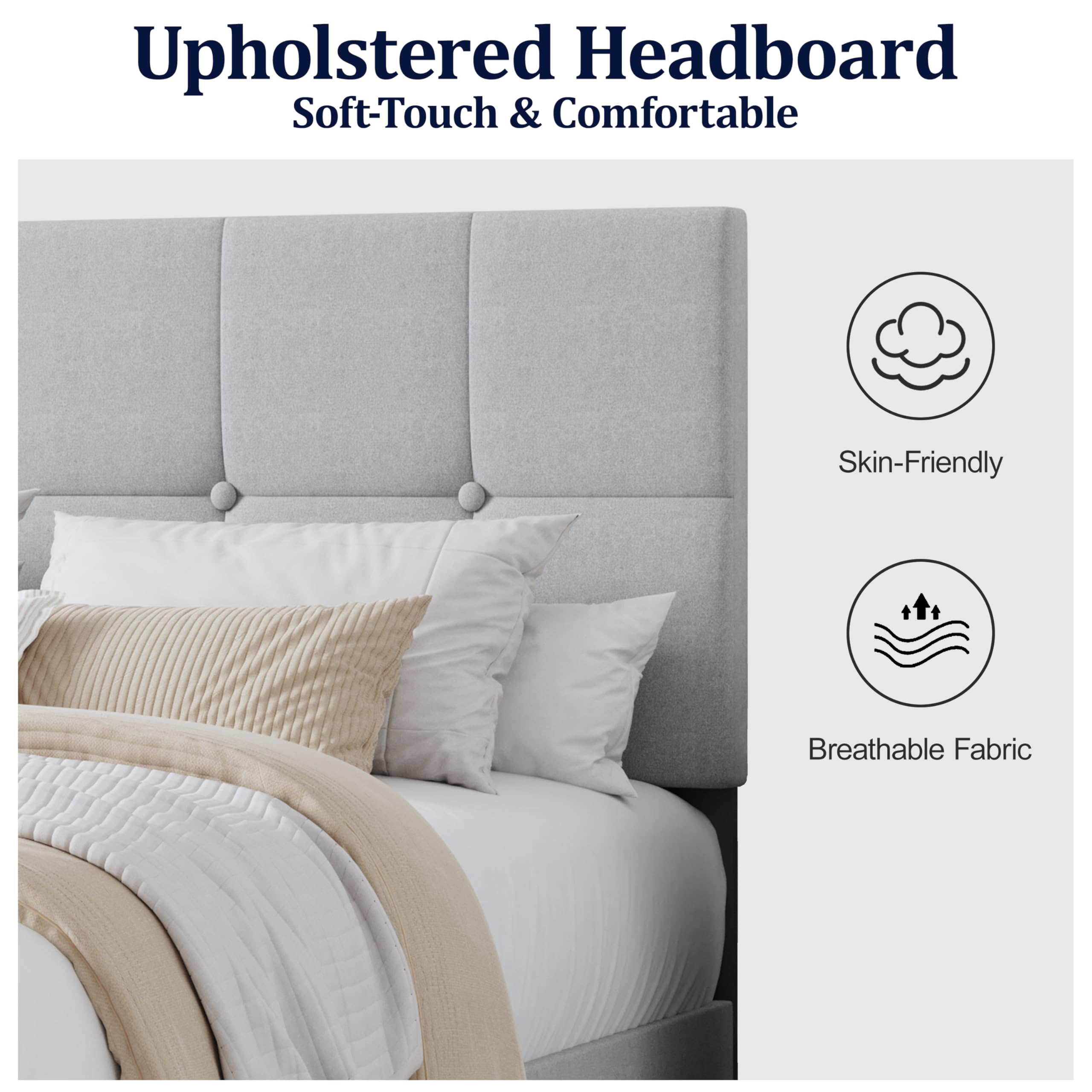 Full Size Upholstered Platform Bed Frame with Headboard