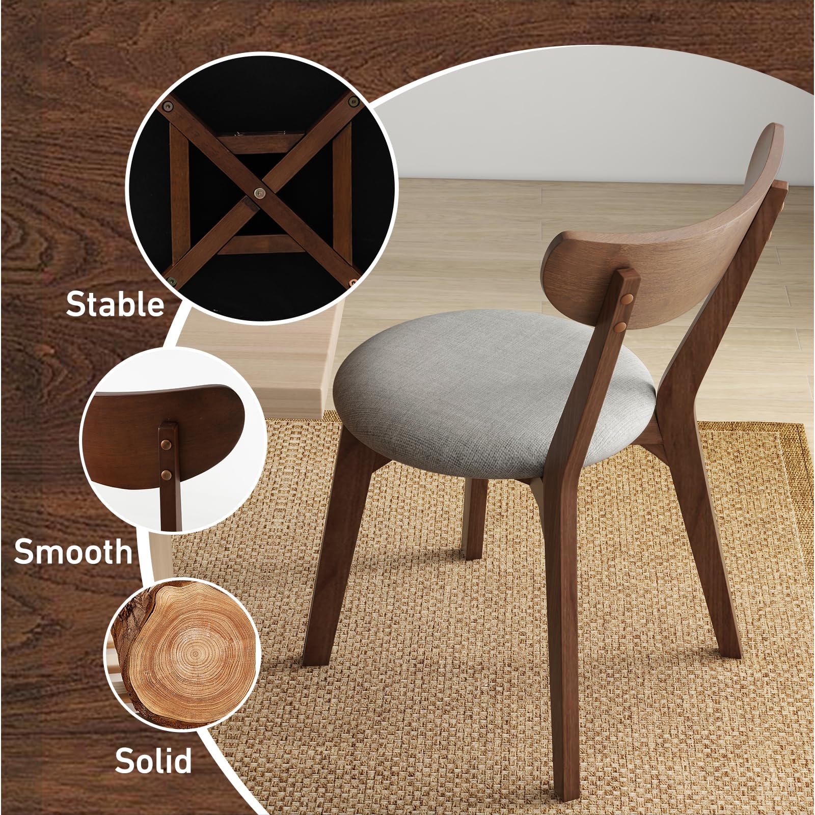 Dining Chairs Set of 4 with Curved High Back