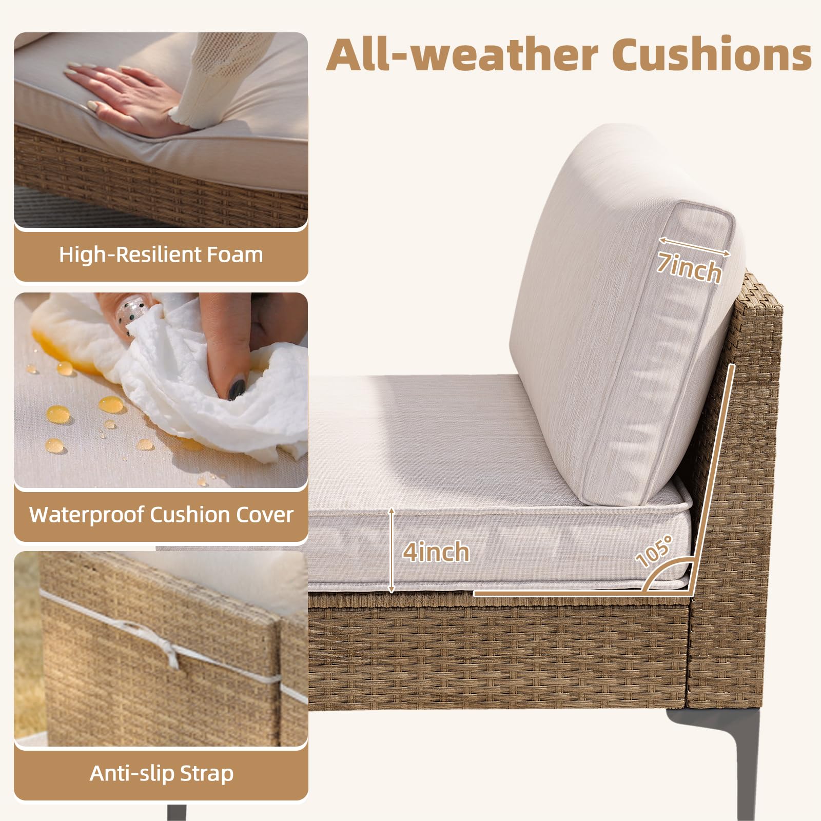 5-Piece Patio Furniture Set with Coffee Table