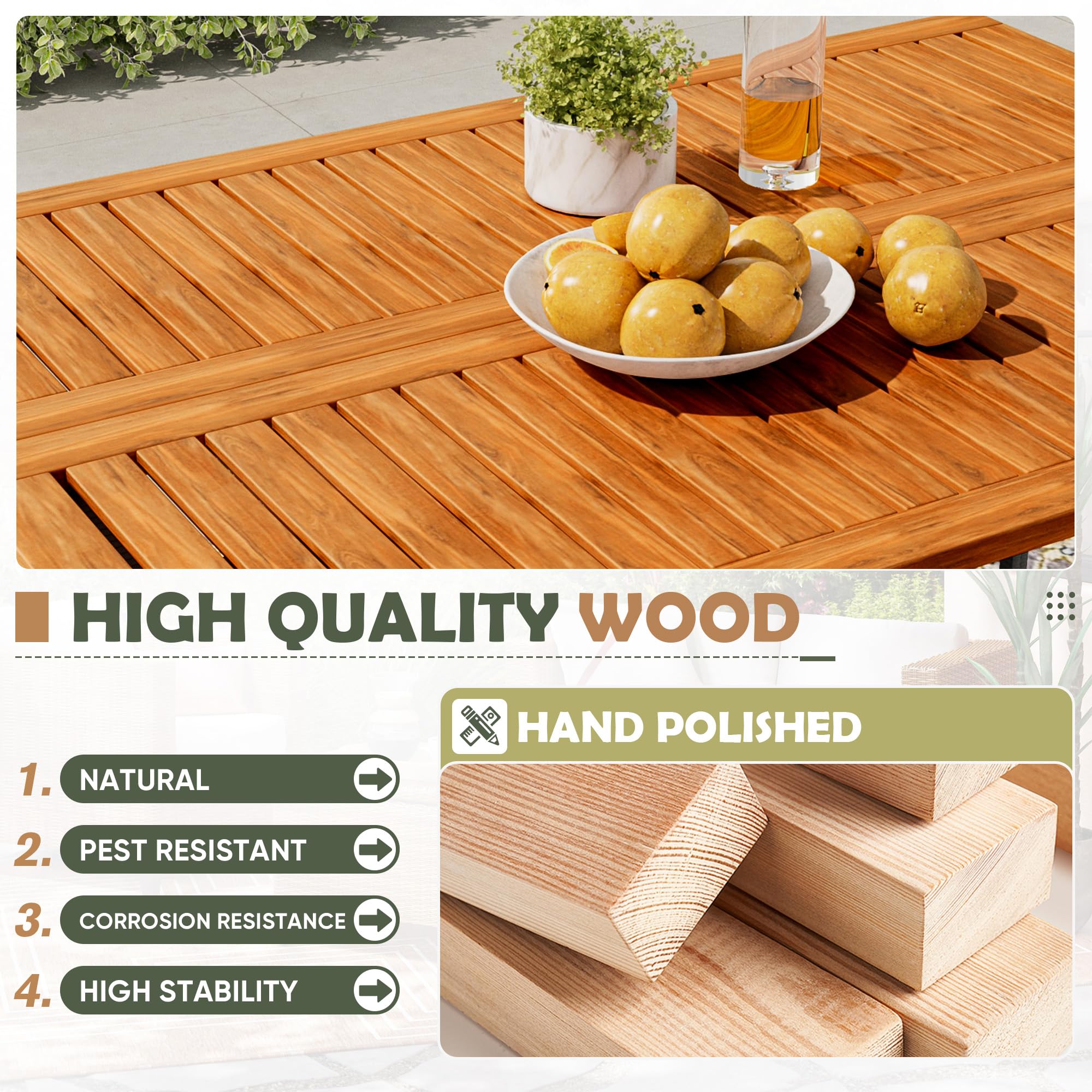 5-Piece Acacia Wood Bar Height Patio Set