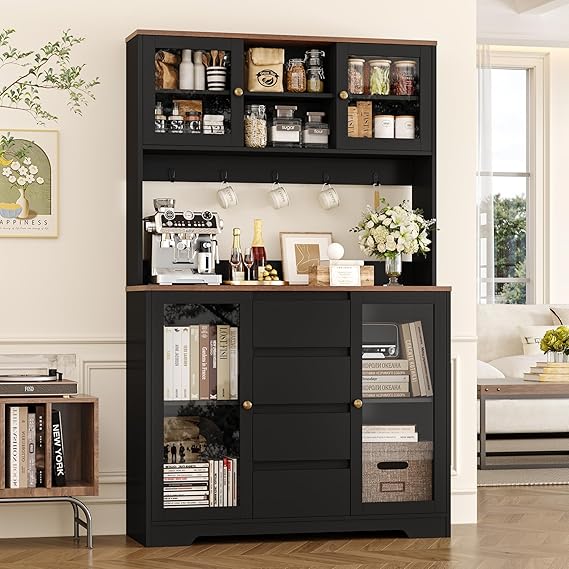 Kitchen Pantry Cabinet with Coffee Bar