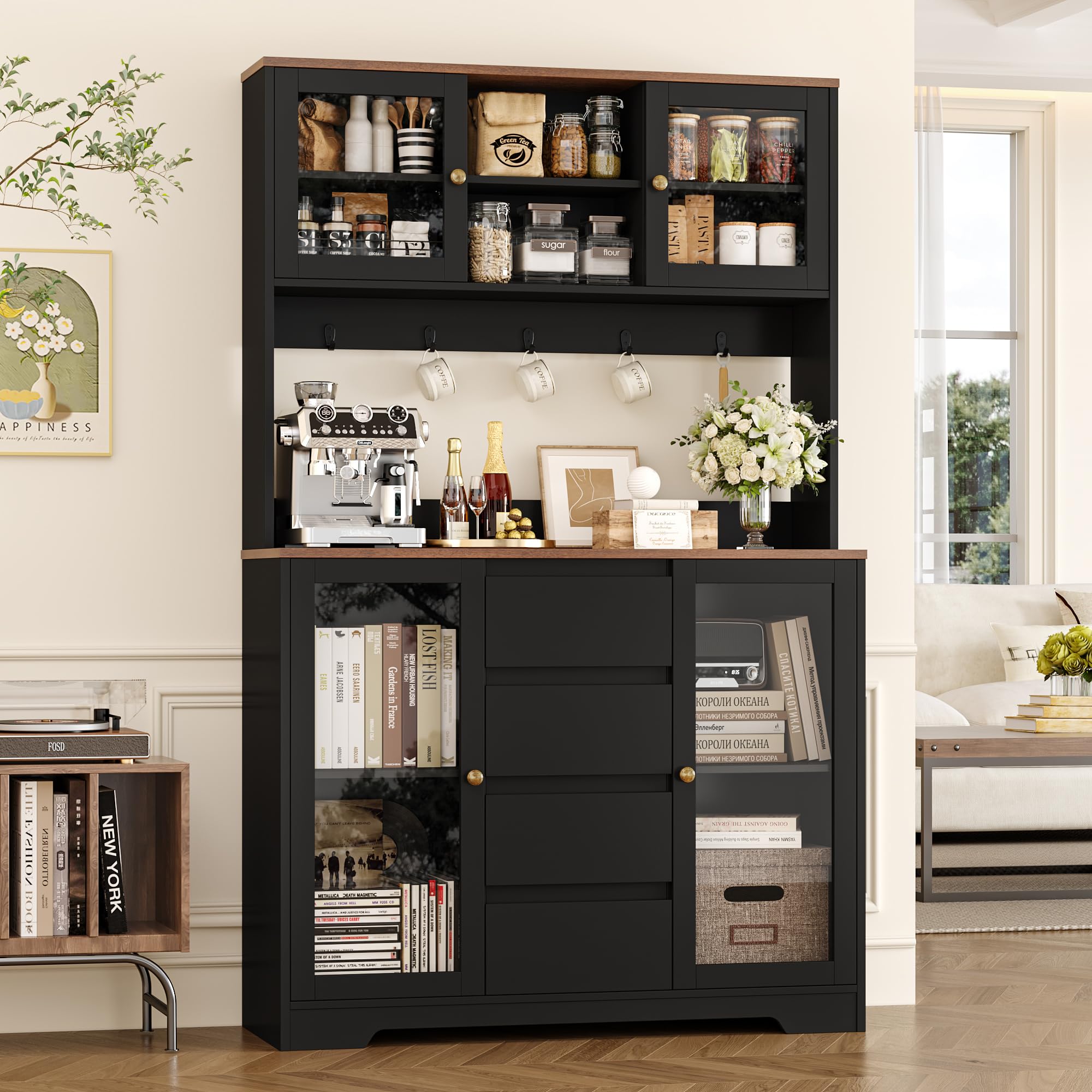 Kitchen Pantry Cabinet with Coffee Bar