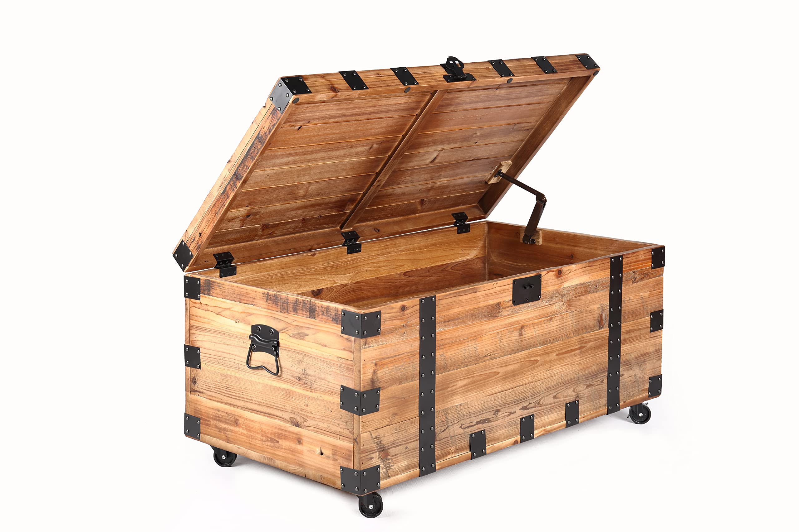 Vintage Reclaimed Fir Wood Storage Trunk