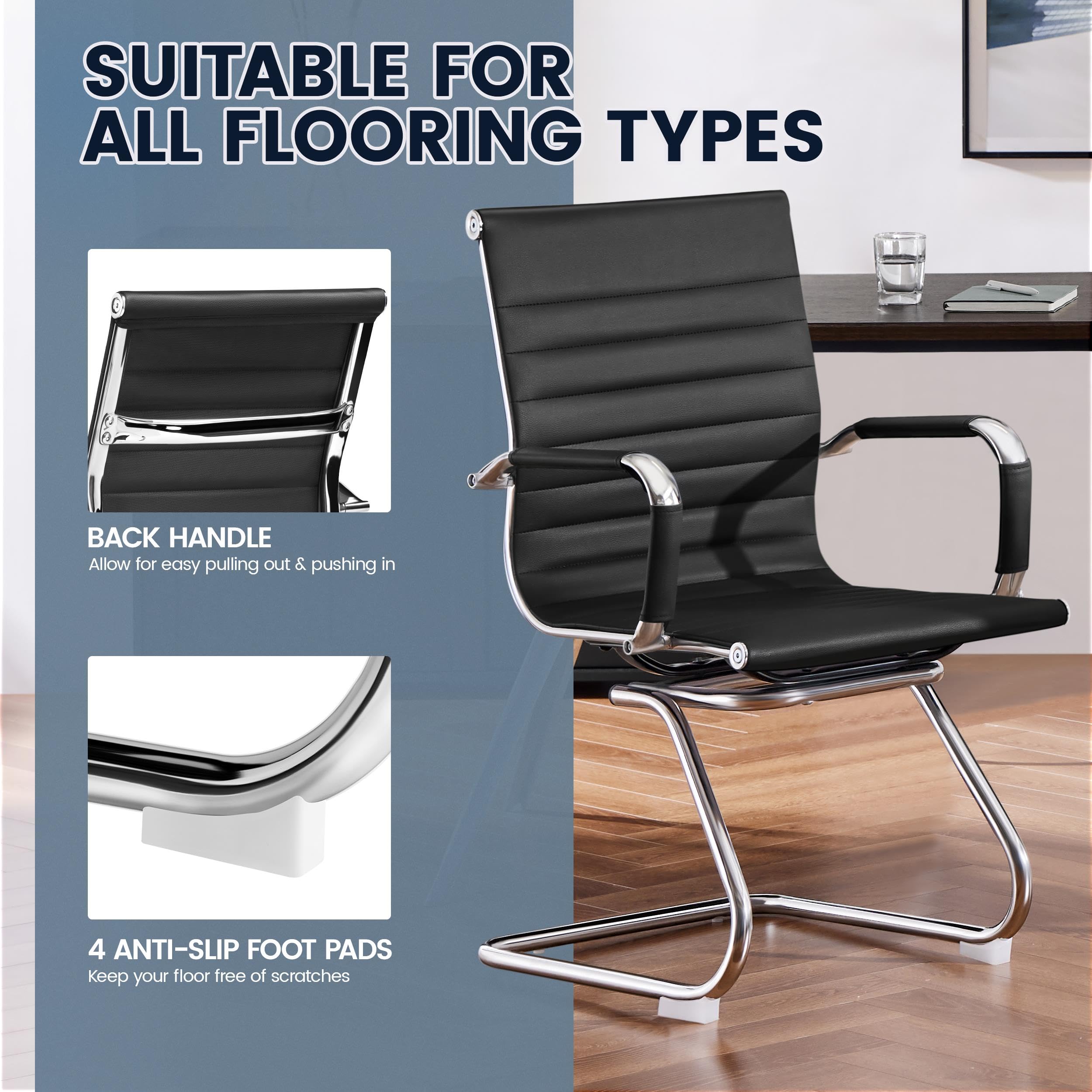 Faux Leather Office Reception Chair Set of 2
