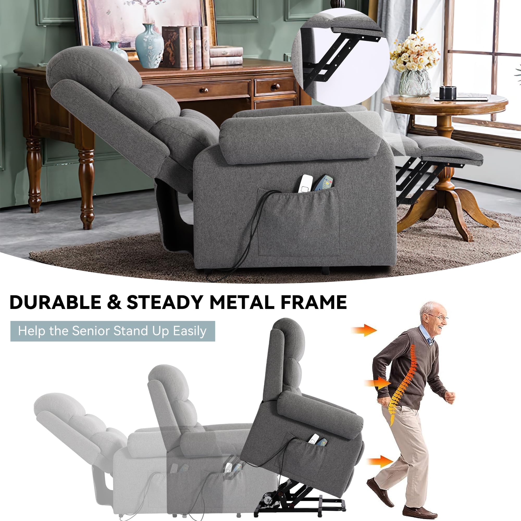 Electric Power Lift Recliner Chair with Massage and Heat