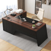 78-Inch L-Shaped Executive Desk with Power Outlet