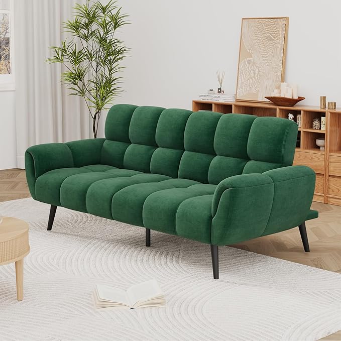 Convertible Futon Sofa Bed 76.77" Grey Linen Sleeper Couch